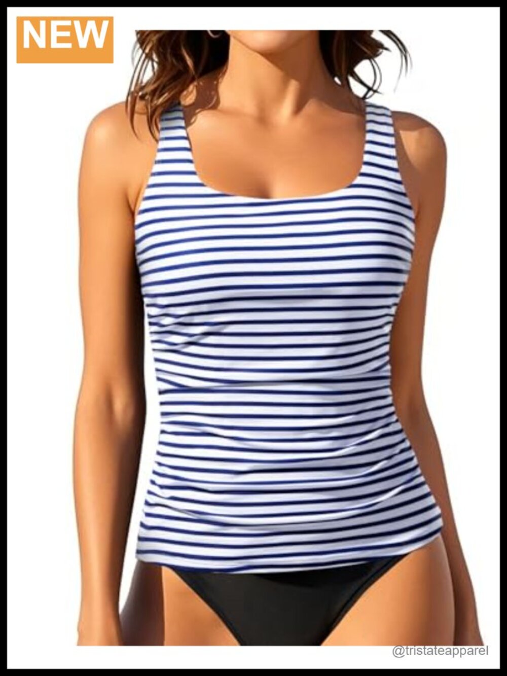 Women's Tankini Top Tummy Control Swimwear Top Only Wire-Free Removable Cups